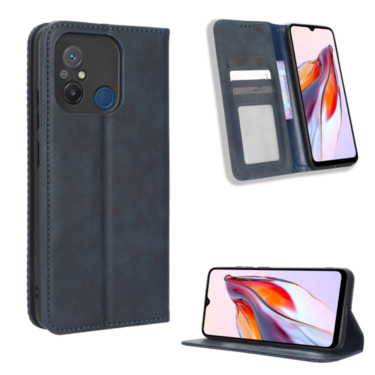 For Xiaomi Redmi 12C / 11A Magnetic Buckle Retro Texture Leather Phone Case