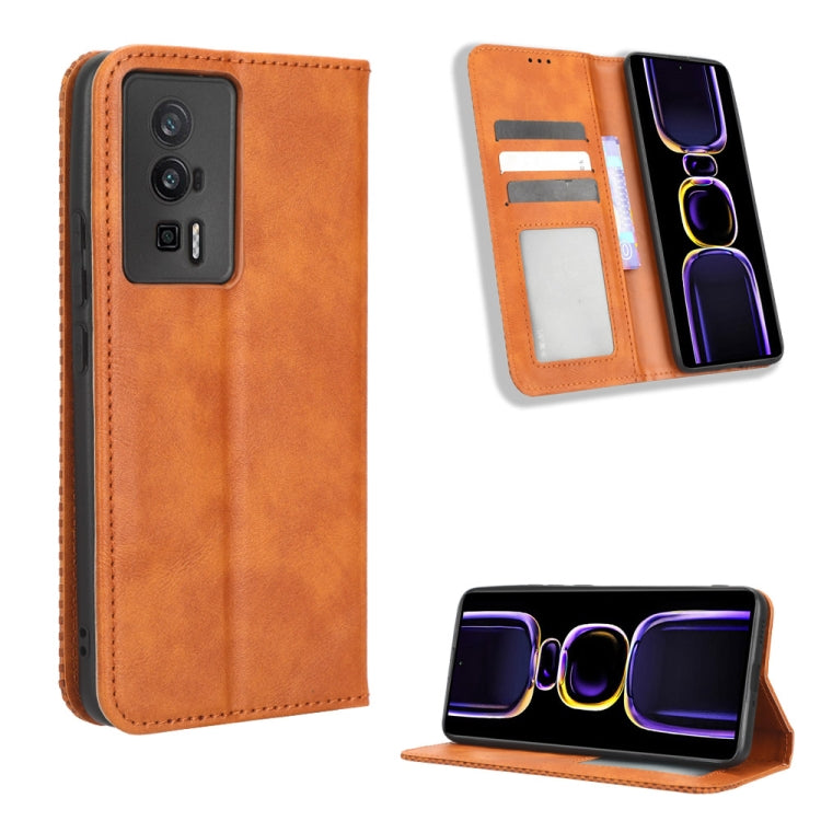 For Xiaomi Redmi K60 5G / K60 Pro Magnetic Buckle Retro Texture Leather Phone Case
