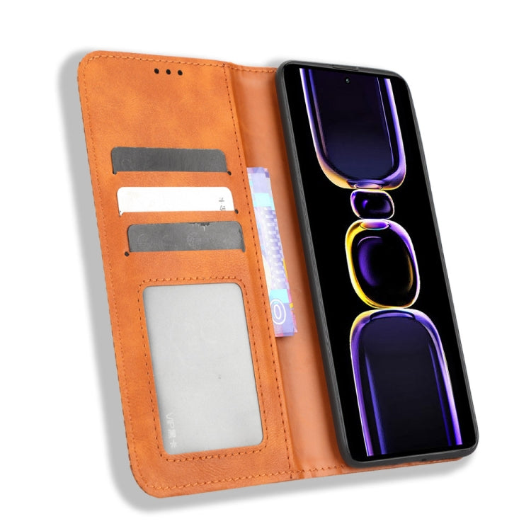 For Xiaomi Redmi K60 5G / K60 Pro Magnetic Buckle Retro Texture Leather Phone Case