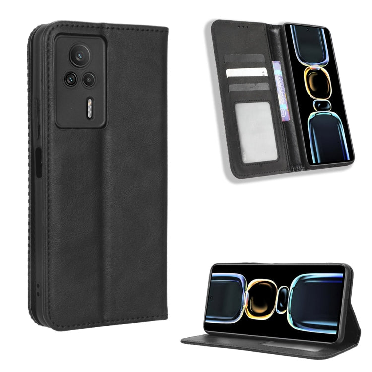 For Xiaomi Redmi K60E 5G Magnetic Buckle Retro Texture Leather Phone Case