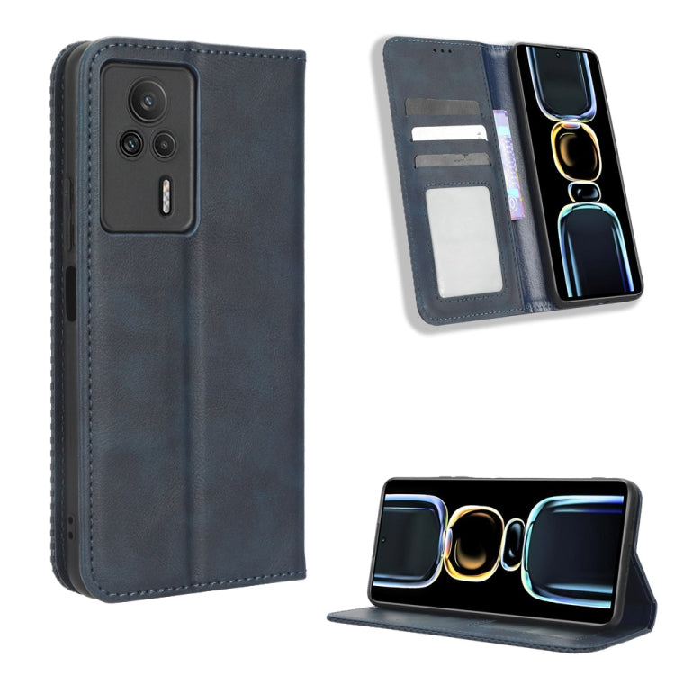 For Xiaomi Redmi K60E 5G Magnetic Buckle Retro Texture Leather Phone Case