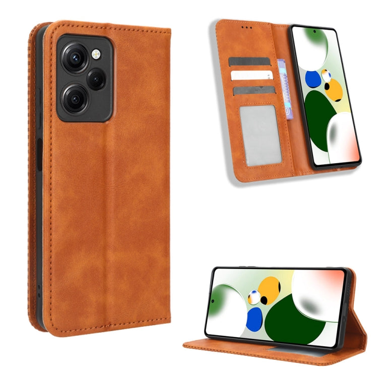 For Xiaomi Redmi Note 12 Pro 5G Speed / Poco X5 Pro Magnetic Buckle Retro Texture Leather Phone Case