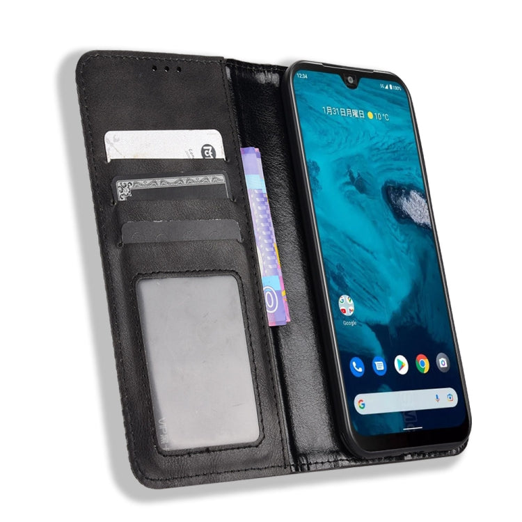 For Kyocera Android One S10 Magnetic Buckle Retro Texture Leather Phone Case