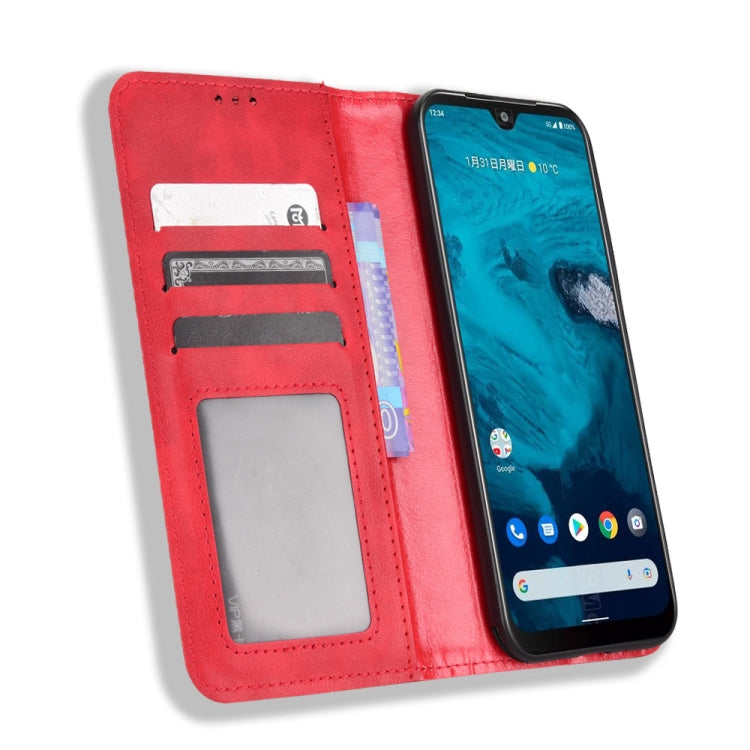 For Kyocera Android One S10 Magnetic Buckle Retro Texture Leather Phone Case