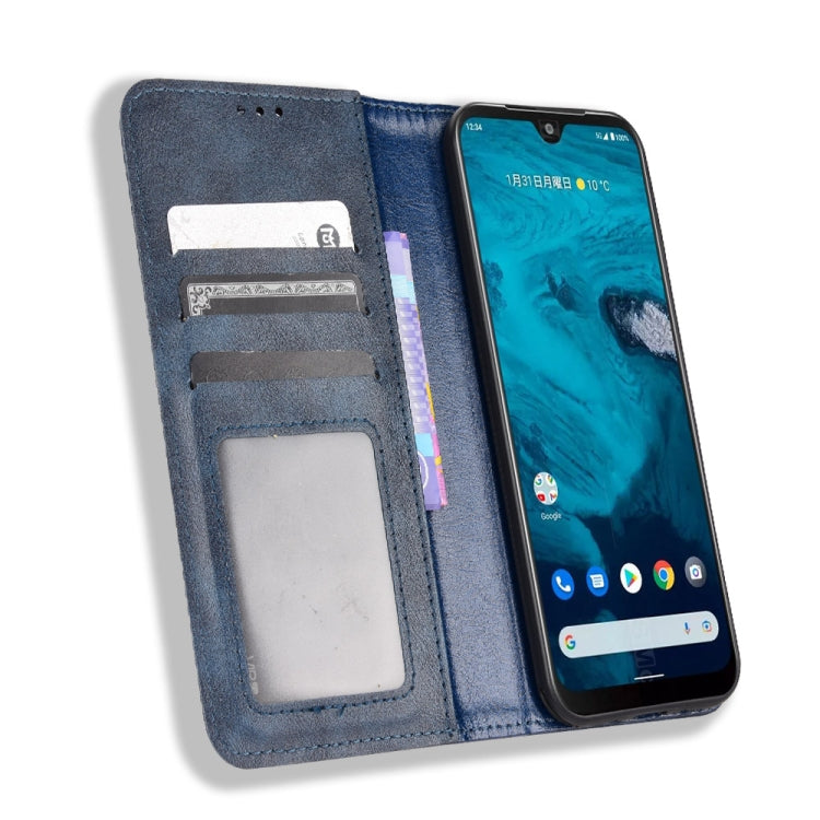 For Kyocera Android One S10 Magnetic Buckle Retro Texture Leather Phone Case