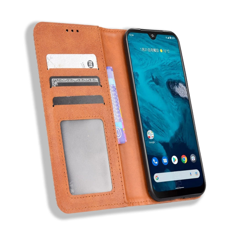 For Kyocera Android One S10 Magnetic Buckle Retro Texture Leather Phone Case