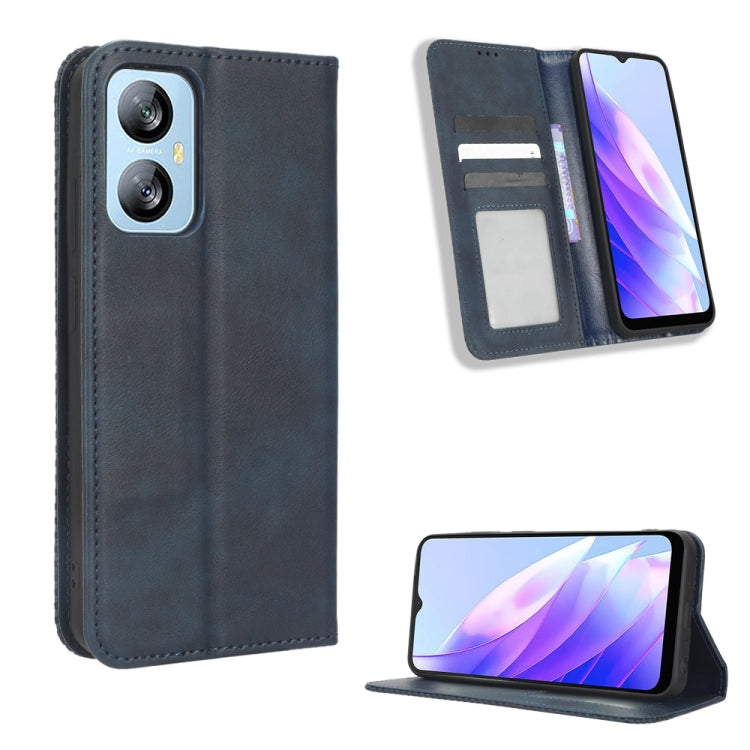 For Blackview A52 Magnetic Buckle Retro Texture Leather Phone Case