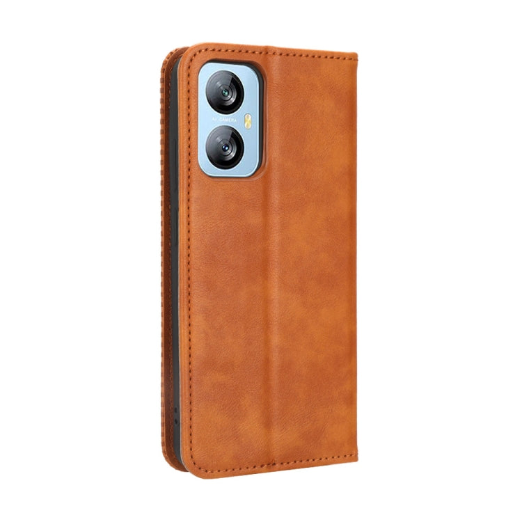 For Blackview A52 Magnetic Buckle Retro Texture Leather Phone Case