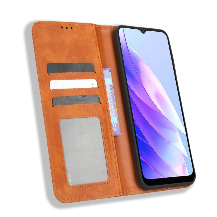 For Blackview A52 Magnetic Buckle Retro Texture Leather Phone Case