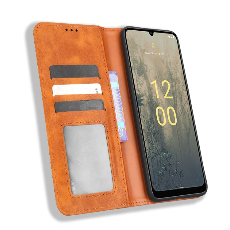 For Nokia C31 Magnetic Buckle Retro Texture Leather Phone Case