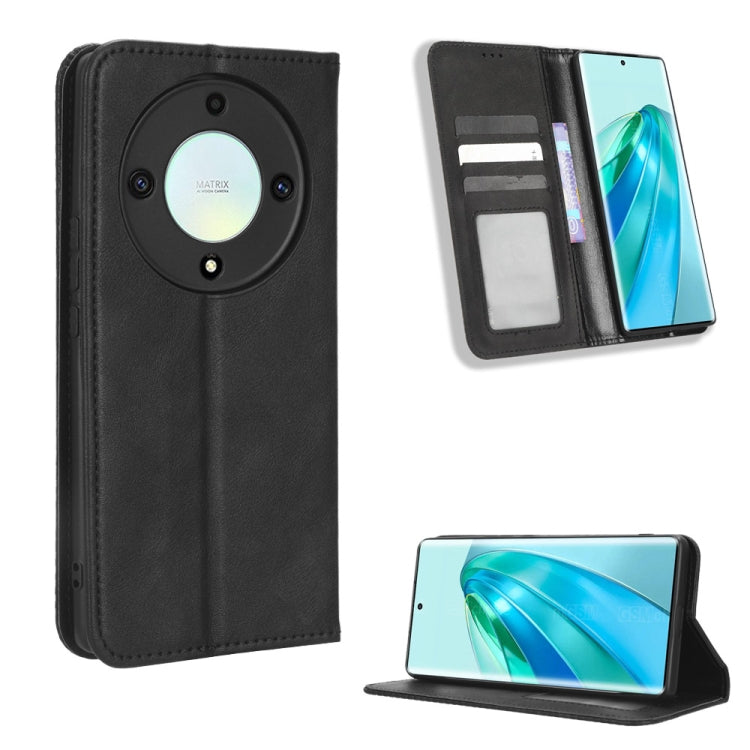 For Honor X9A / X40 / Magic5 Lite 5G Magnetic Buckle Retro Texture Leather Phone Case