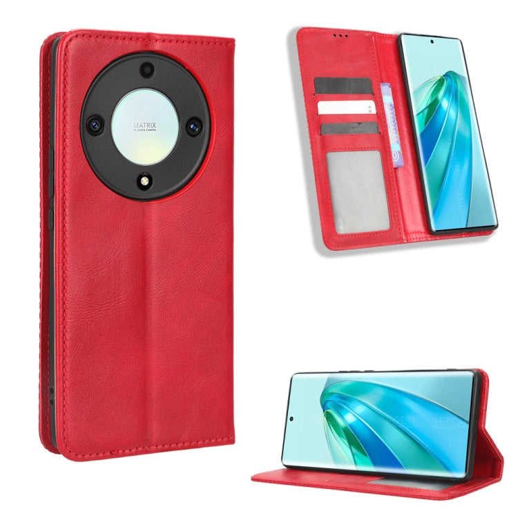 For Honor X9A / X40 / Magic5 Lite 5G Magnetic Buckle Retro Texture Leather Phone Case