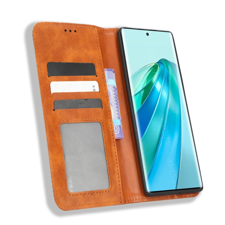 For Honor X9A / X40 / Magic5 Lite 5G Magnetic Buckle Retro Texture Leather Phone Case