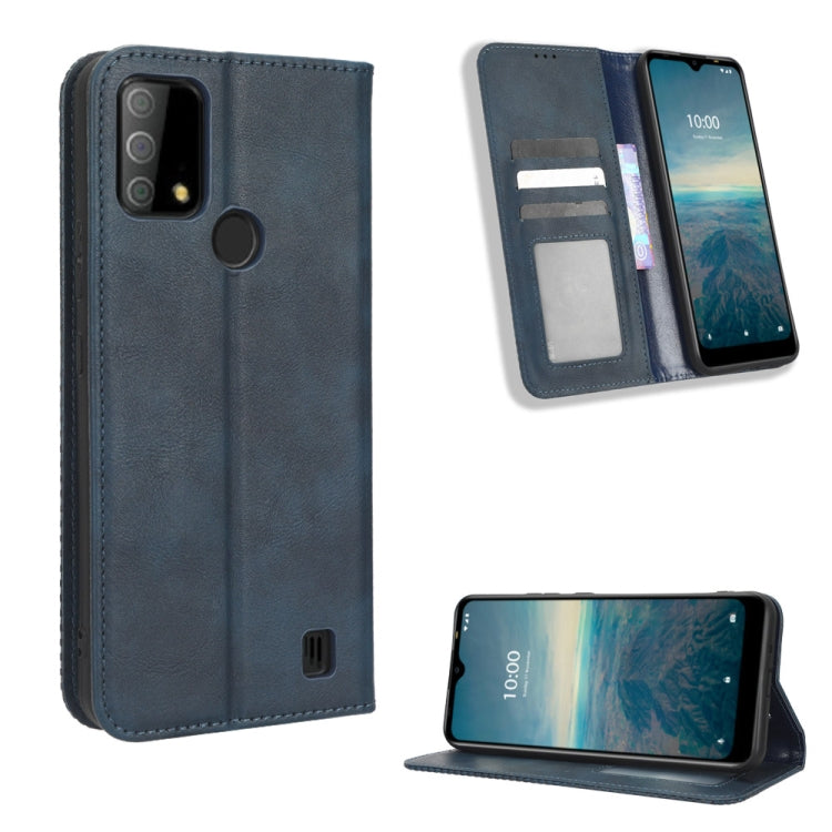 For Vodafone Smart V22 Magnetic Buckle Retro Texture Leather Phone Case