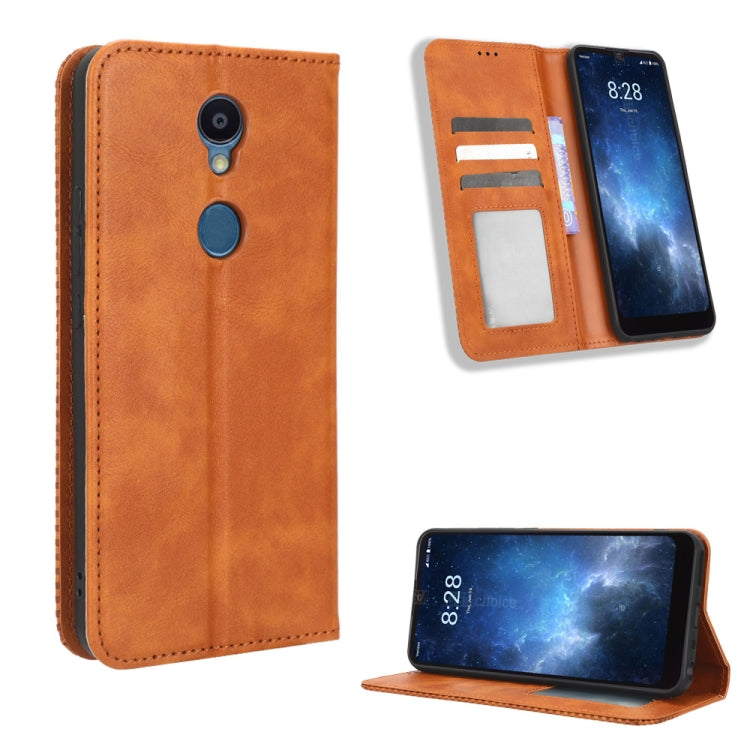 For Sharp Rouvo V Magnetic Buckle Retro Texture Leather Phone Case