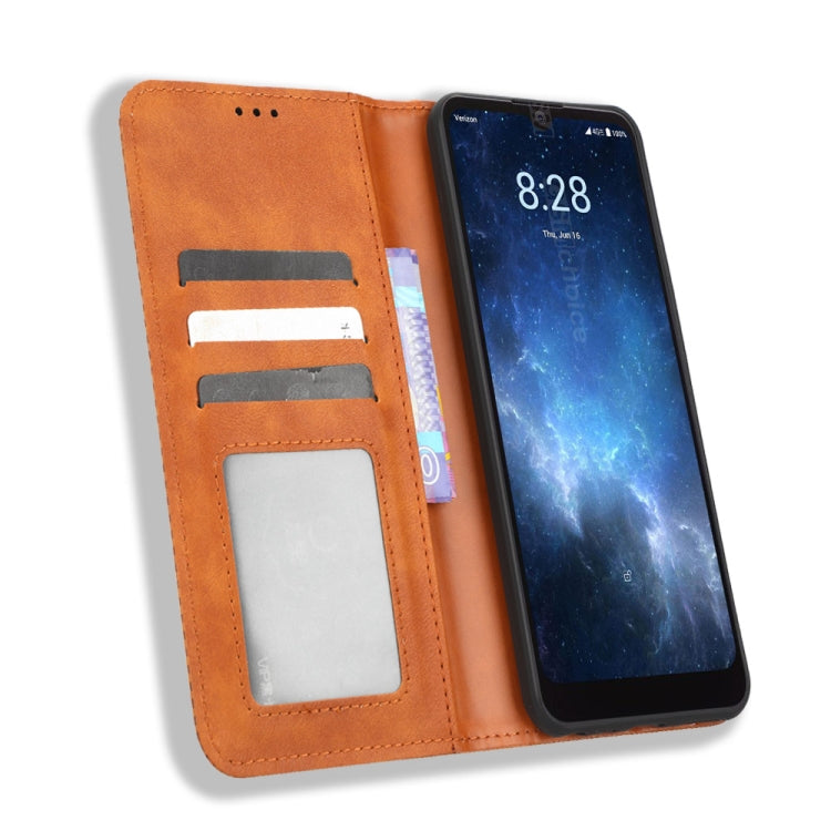 For Sharp Rouvo V Magnetic Buckle Retro Texture Leather Phone Case