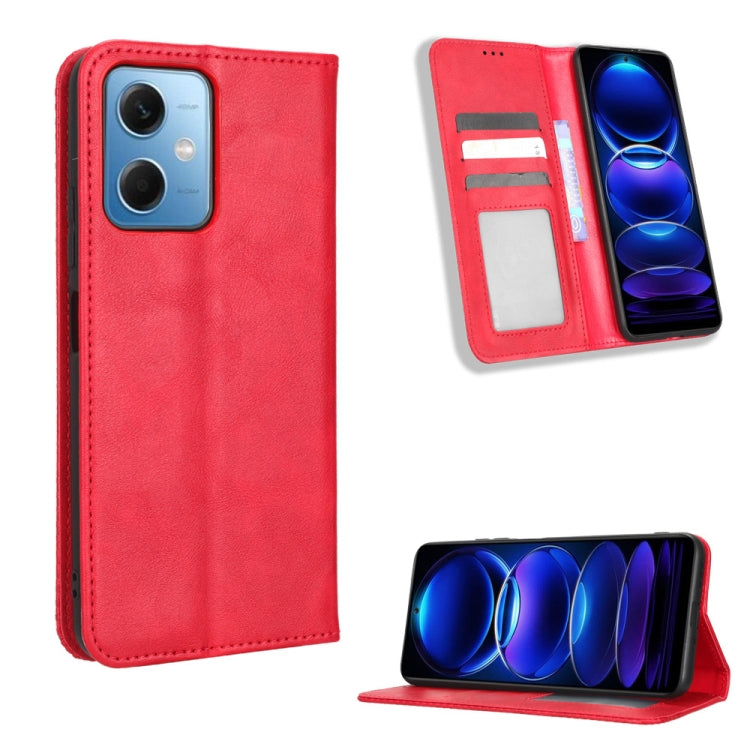 For Xiaomi Poco X5 5G / Redmi Note 12 5G Magnetic Buckle Retro Texture Leather Phone Case
