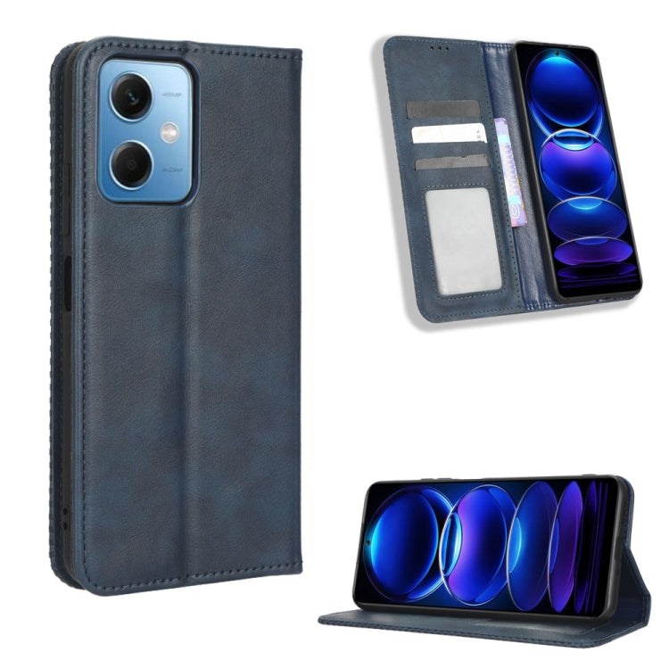 For Xiaomi Poco X5 5G / Redmi Note 12 5G Magnetic Buckle Retro Texture Leather Phone Case