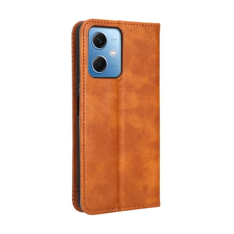For Xiaomi Poco X5 5G / Redmi Note 12 5G Magnetic Buckle Retro Texture Leather Phone Case