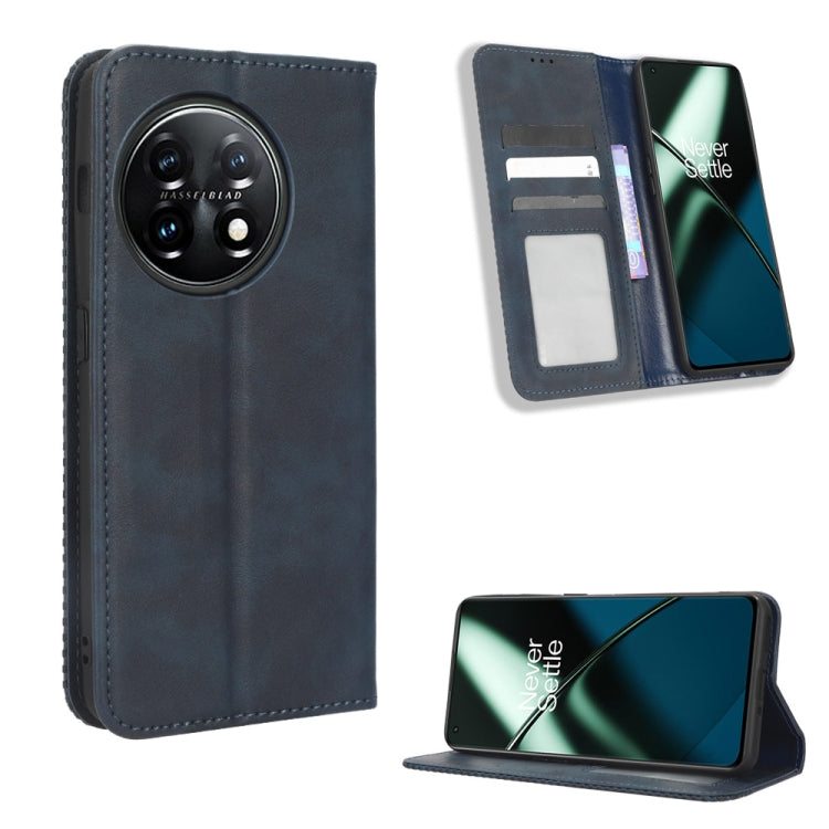 For OnePlus 11 5G Magnetic Buckle Retro Texture Leather Phone Case