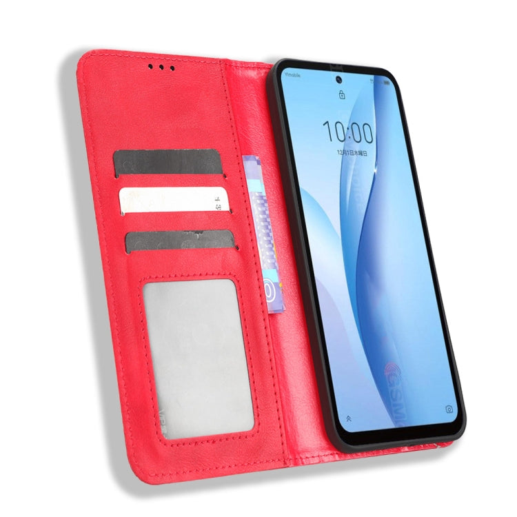 For ZTE Libero 5G III Magnetic Buckle Retro Texture Leather Phone Case