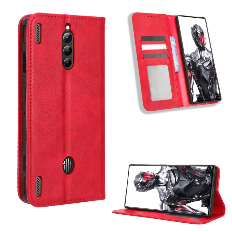 For ZTE nubia Red Magic 8 Pro / 8 Pro+ Magnetic Buckle Retro Texture Leather Phone Case