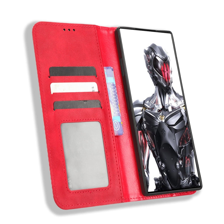 For ZTE nubia Red Magic 8 Pro / 8 Pro+ Magnetic Buckle Retro Texture Leather Phone Case