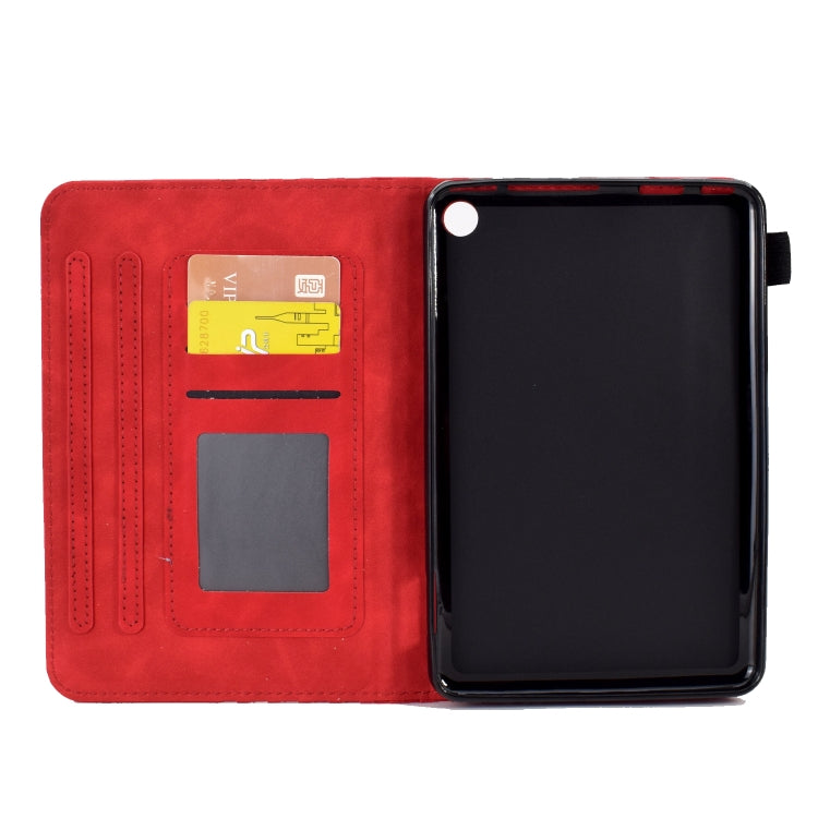 For Amazon Kindle Fire 7 2022 Rhombus Embossed Leather Tablet Case