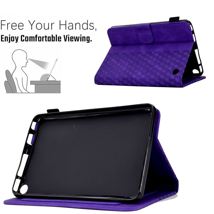 For Amazon Kindle Fire 7 2022 Rhombus Embossed Leather Tablet Case