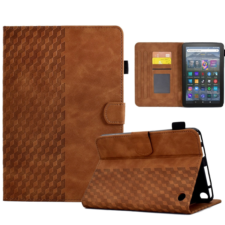 For Amazon Kindle Fire 7 2022 Rhombus Embossed Leather Tablet Case
