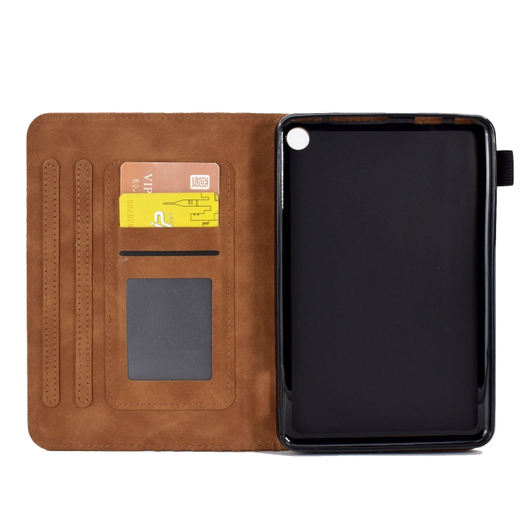 For Amazon Kindle Fire 7 2022 Rhombus Embossed Leather Tablet Case