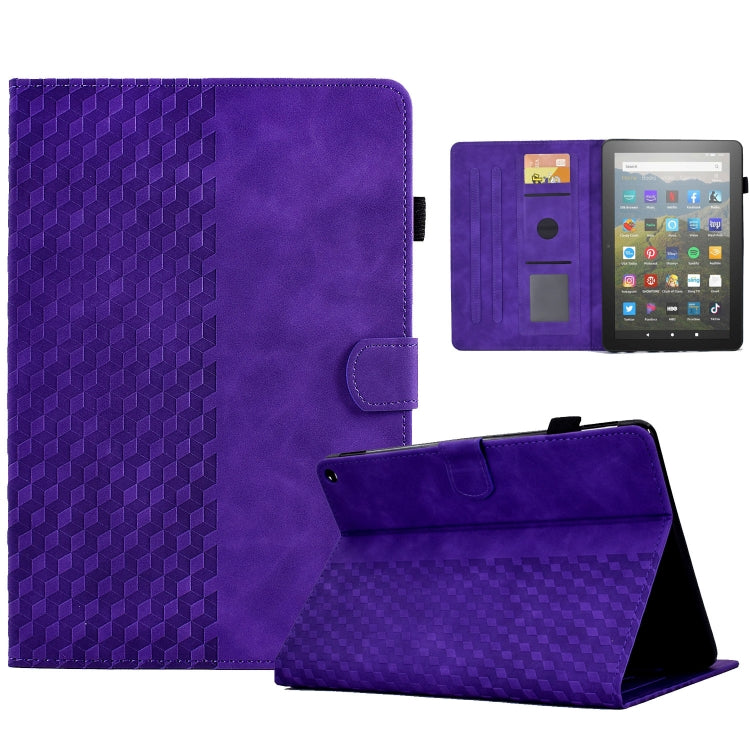 For Amazon Kindle Fire HD8 2020 Rhombus Embossed Leather Tablet Case