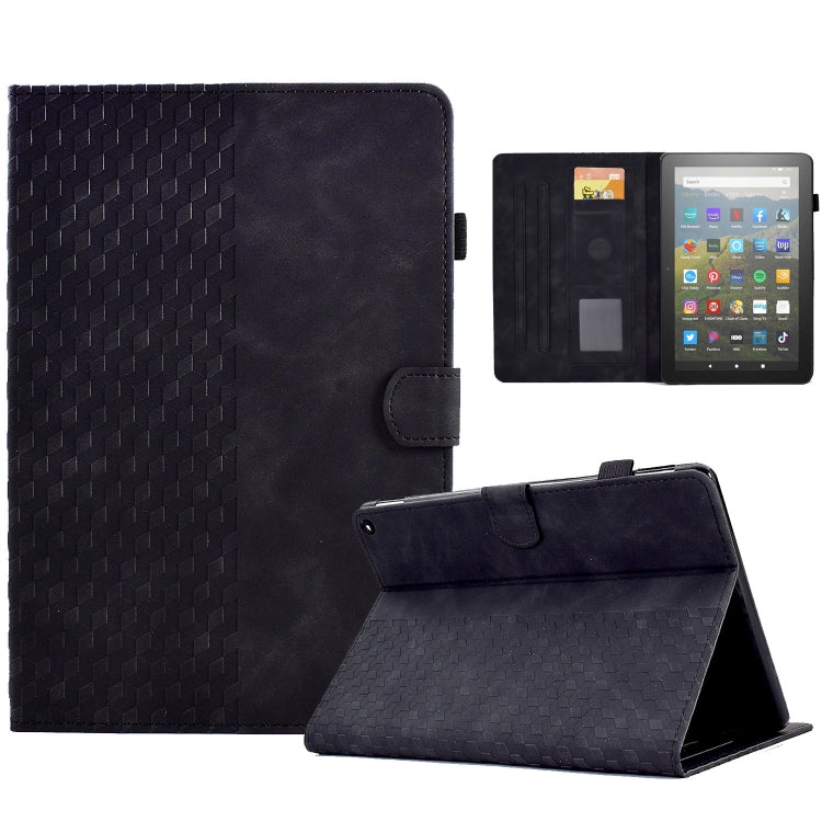 For Amazon Kindle Fire HD10 Plus 2021 Rhombus Embossed Leather Tablet Case