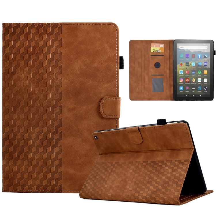 For Amazon Kindle Fire HD10 Plus 2021 Rhombus Embossed Leather Tablet Case