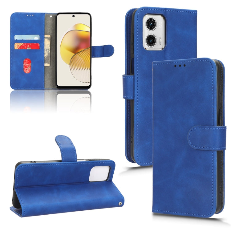 For Motorola Moto G73 5G Skin Feel Magnetic Flip Leather Phone Case