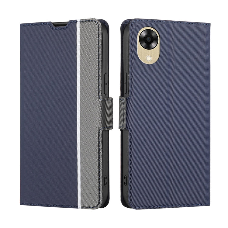 For OPPO A17k Twill Texture Side Buckle Leather Phone Case