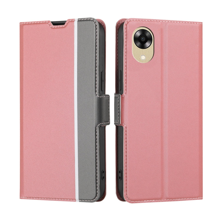 For OPPO A17k Twill Texture Side Buckle Leather Phone Case