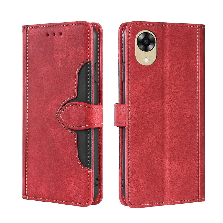 For OPPO A17k Skin Feel Magnetic Buckle Leather Phone Case