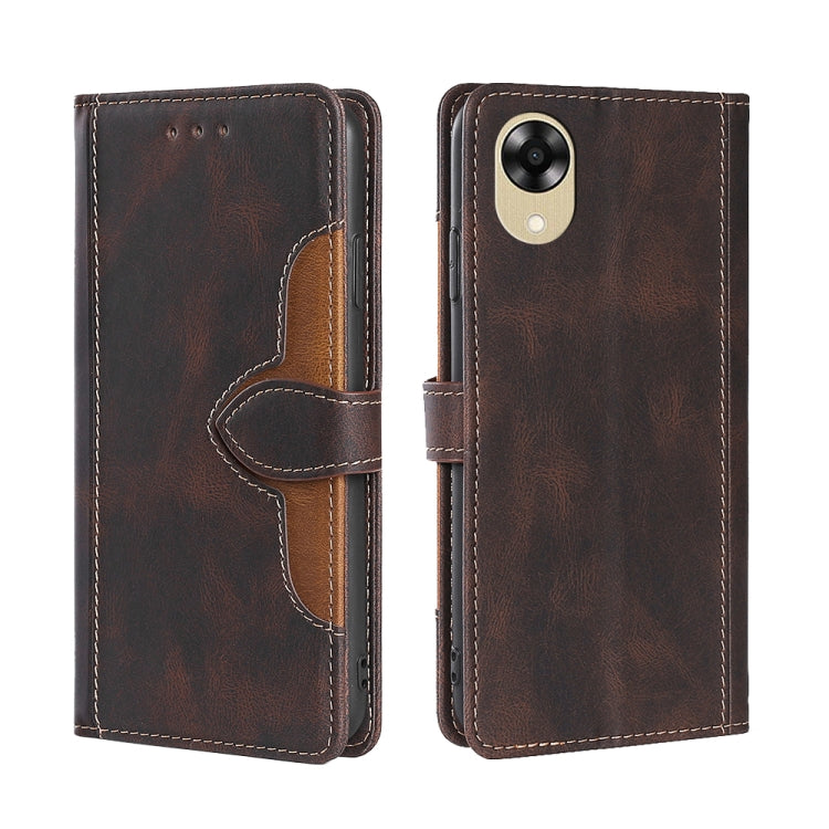 For OPPO A17k Skin Feel Magnetic Buckle Leather Phone Case