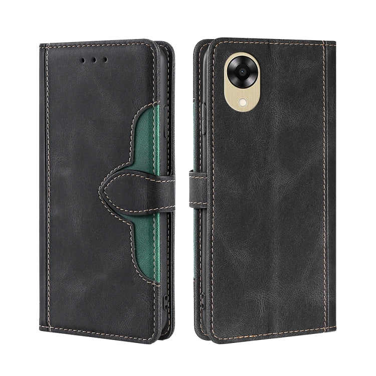 For OPPO A17k Skin Feel Magnetic Buckle Leather Phone Case