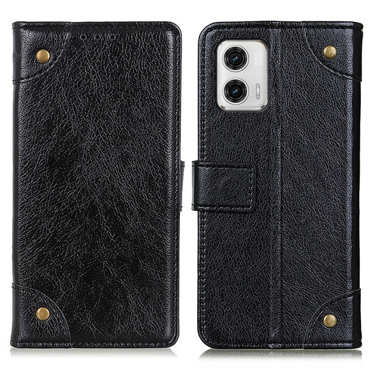 For Motorola Moto G73 5G Copper Buckle Nappa Texture Leather Phone Case