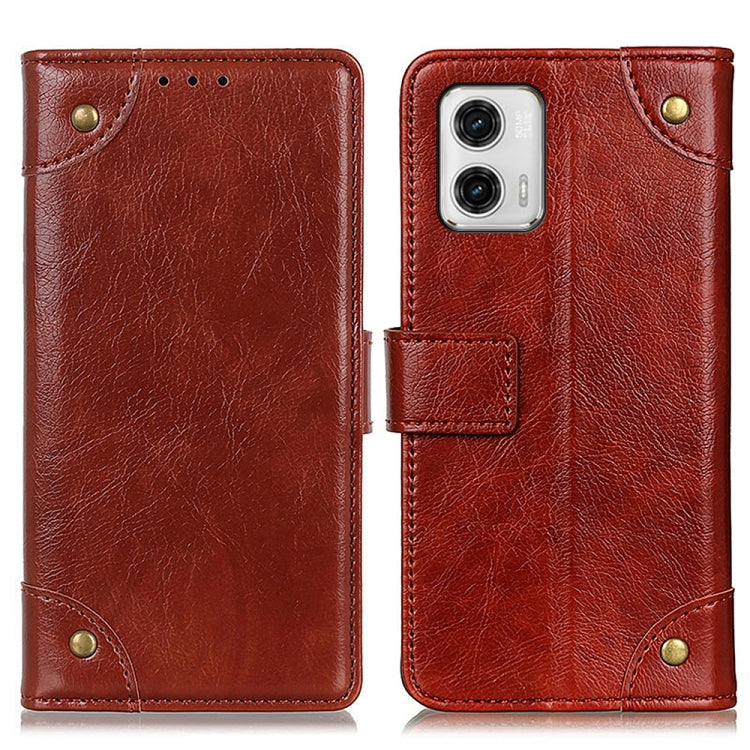 For Motorola Moto G73 5G Copper Buckle Nappa Texture Leather Phone Case