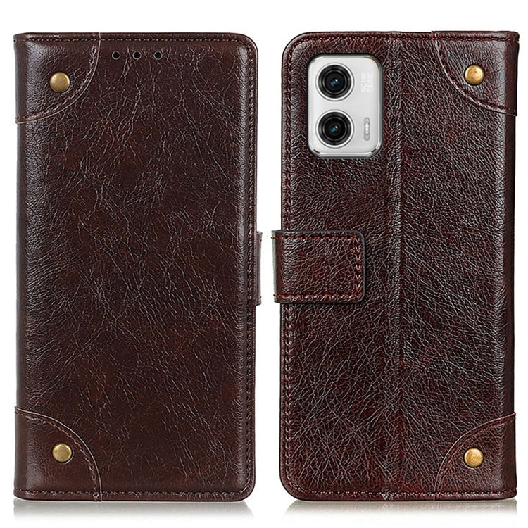 For Motorola Moto G73 5G Copper Buckle Nappa Texture Leather Phone Case