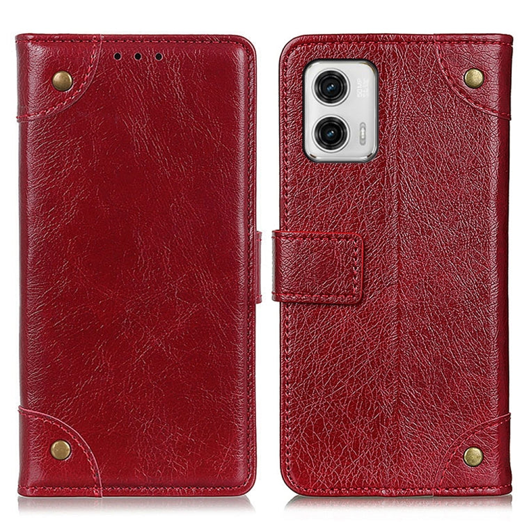 For Motorola Moto G73 5G Copper Buckle Nappa Texture Leather Phone Case