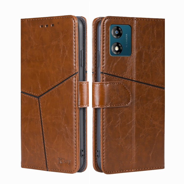 For Motorola Moto E13 4G Geometric Stitching Horizontal Flip Leather Phone Case