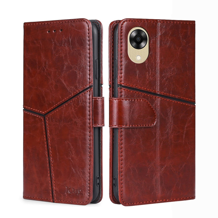 For OPPO A17k Geometric Stitching Horizontal Flip Leather Phone Case