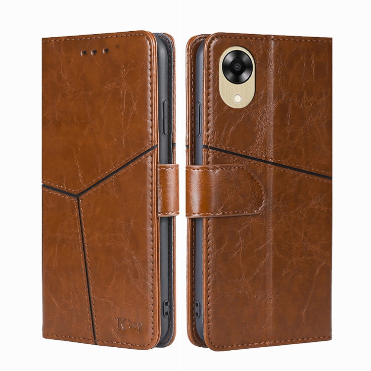 For OPPO A17k Geometric Stitching Horizontal Flip Leather Phone Case