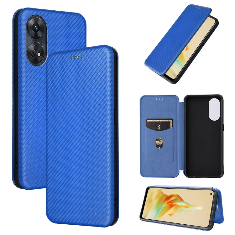 For OPPO Reno8 T 4G Carbon Fiber Texture Flip Leather Phone Case