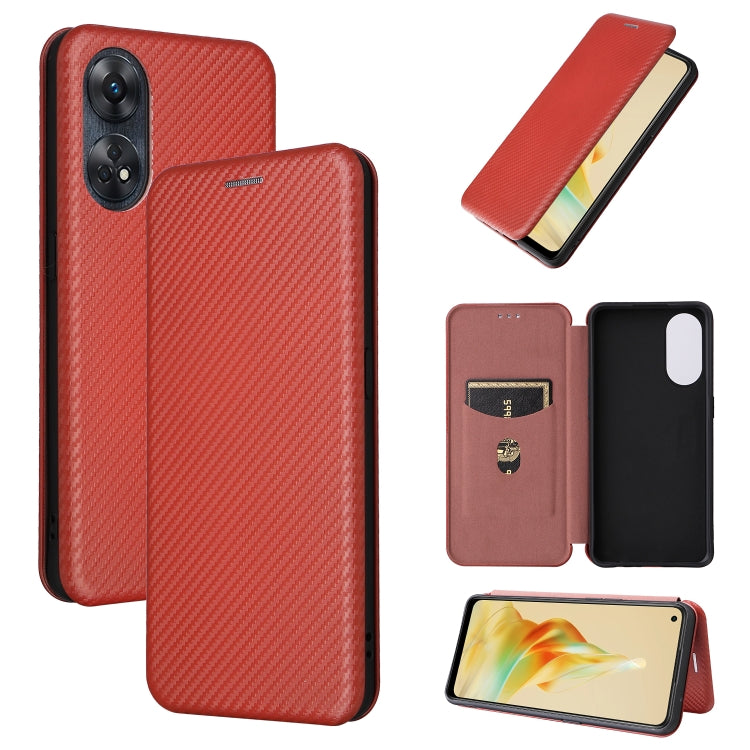 For OPPO Reno8 T 4G Carbon Fiber Texture Flip Leather Phone Case
