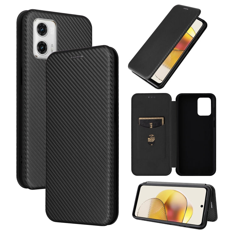 For Motorola Moto G73 5G Carbon Fiber Texture Flip Leather Phone Case